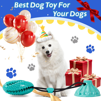 Suction Cup Treat Ball Dog Toy – Pull Rope & Teeth-Cleaning Chew