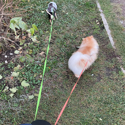 Tangle‑Free Retractable Double Dog Leash with Light & Poop Bag Holder
