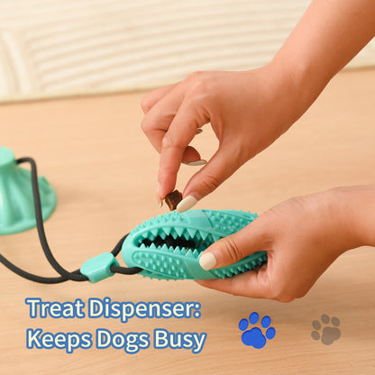 Suction Cup Treat Ball Dog Toy – Pull Rope & Teeth-Cleaning Chew