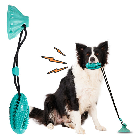 Suction Cup Treat Ball Dog Toy – Pull Rope & Teeth-Cleaning Chew