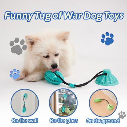 Suction Cup Treat Ball Dog Toy – Pull Rope & Teeth-Cleaning Chew