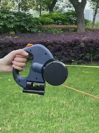 Tangle‑Free Retractable Double Dog Leash with Light & Poop Bag Holder